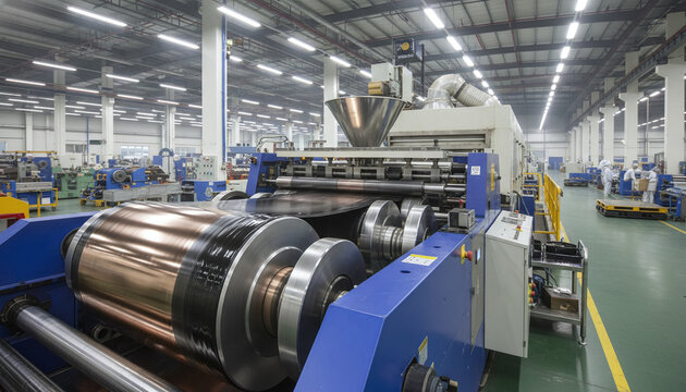 Industrial roll to roll battery electrode coating machine with copper foil