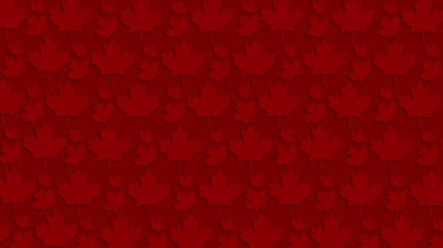 Canada Day pattern background with red maple leaf illustration animation	