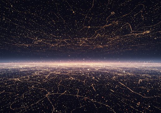 Vast digital landscape representing interconnected theoretical frameworks and complex conceptual systems, abstract, context, research