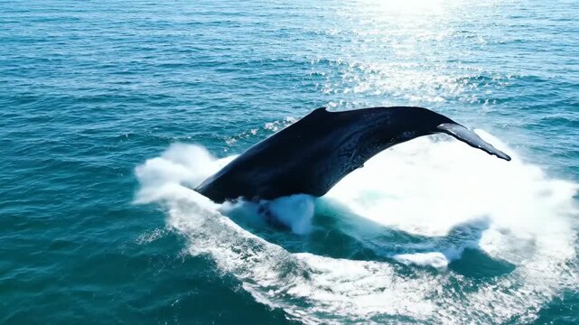 Humpback Whale Breaching In The Ocean