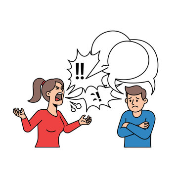 Woman yelling at man, conflict, argument, relationship problems, communication breakdown