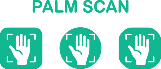 Obraz premium Palm Scan Icon Set for Biometric Security Authentication and Access Control Systems