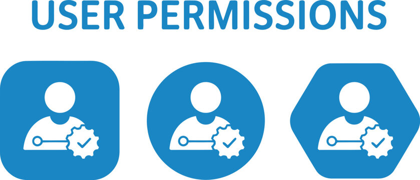 User Permissions Icon Set for Access Control and Security Management in Blue Flat Design
