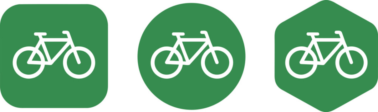 Green Bicycle Icon Set for Cycling Paths, Bike Lane Signs, and Urban Transportation Apps