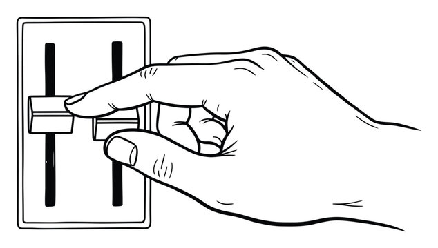 Hand adjusting a sound mixer fader representing control adjustment or volume regulation for audio production and creative projects