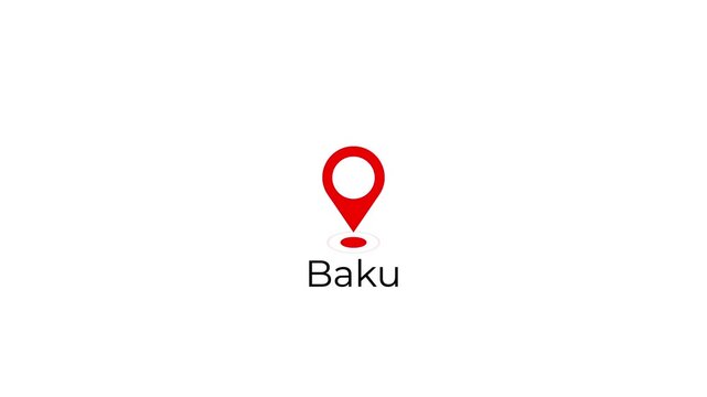 gps map marker animation bouncing pin with wave ripple baku location.