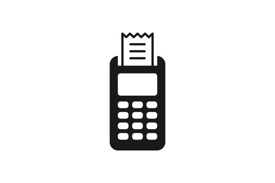 Point of sale terminal icon with printed receipt for payment