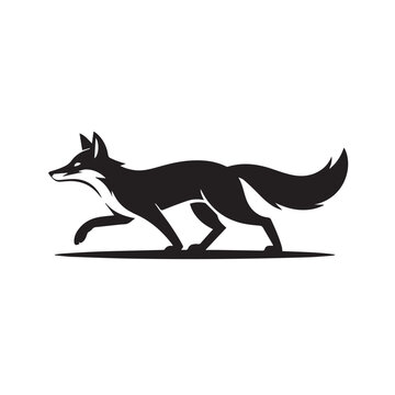 Sleek Black Fox Silhouette Running Vector Illustration