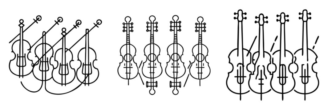Stylized musical stringed instrument motif featuring repeated violin or cello imagery