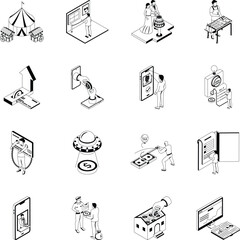 Fototapeta premium Set of Miscellaneous Money and Finance Isometric Style Icons 