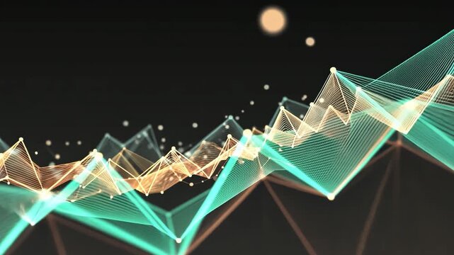 Futuristic Waveform Visualization with Glowing Particles and Lines