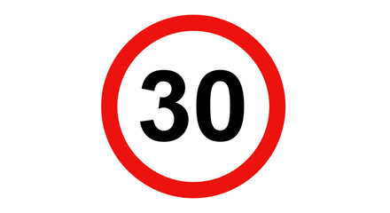 Speed limit thirty road sign symbol. © Bams