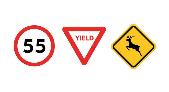 Road traffic signs and symbols.