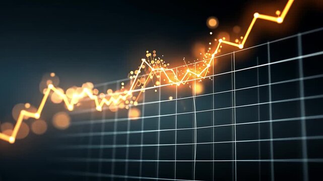 Modern Financial Graph with Bright Line and Bokeh Background Effects