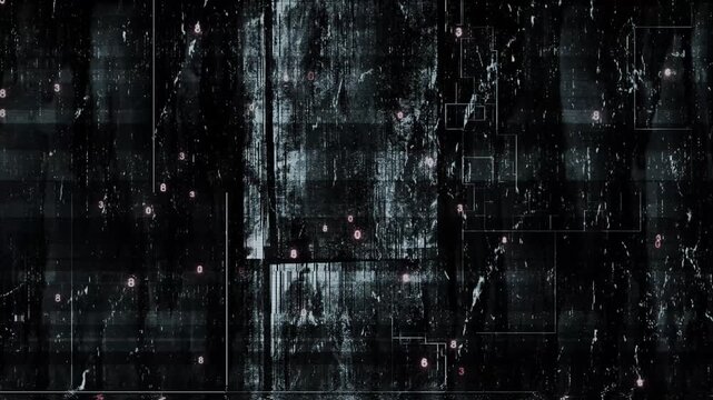 Dark abstract background digital noise sparkling data particles. Futuristic signal rain shimmering interference texture cyber themes, hacking visuals sci fi projects high tech motion design sequences.
