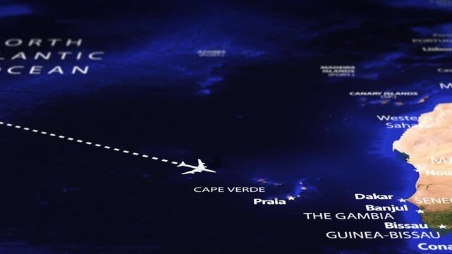 Flight From New York USA to Yamoussoukro IVORY COAST with flag pins