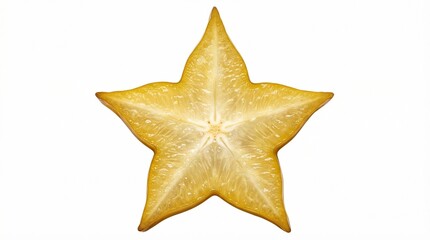 Fototapeta premium Fresh Sliced Yellow Star Fruit Or Carambola Isolated On White Background With Backlit Translucent Texture