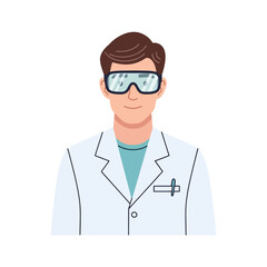 Fototapeta premium Male Scientist Wearing Safety Goggles and Lab Coat, Illustration