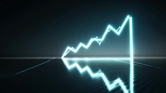 Dynamic Graph Illustration with Blue Line Showing Growth Trend