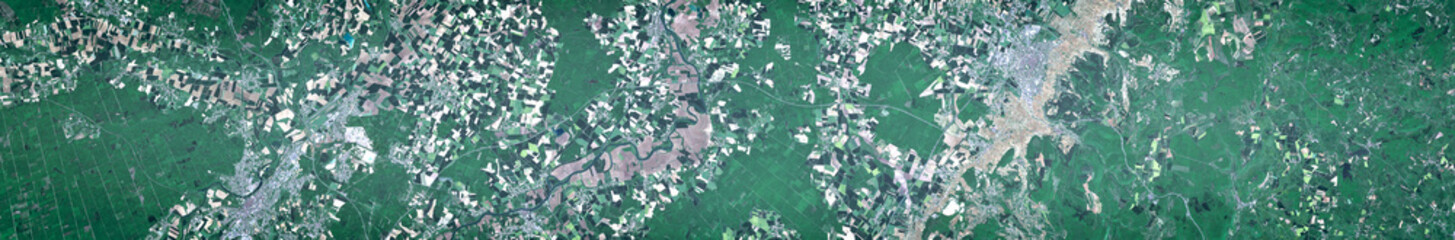 Satellite view of Dijon region, France. European farmland mosaic on open data satellite imagery © M. Jurzyk