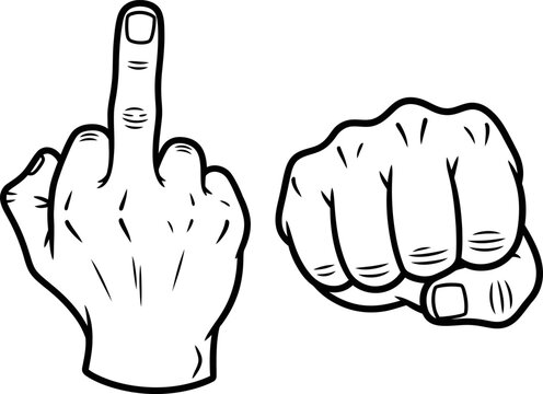 Two hands making rude gestures