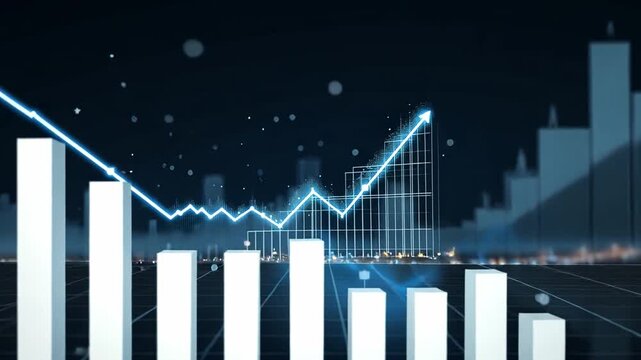 Financial Data Visualization with Bar Graphs and Trend Line Analysis