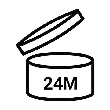 A simple black and white illustration depicts an open container with a label displaying 24m a striking silhouette high quality professional detailed modern