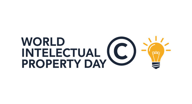World Intellectual Property Day concept with copyright symbol and creative lightbulb idea, isolated white background.