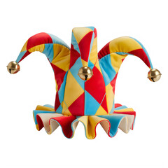 Obraz premium Jester hat with golden bells isolated on transparent background