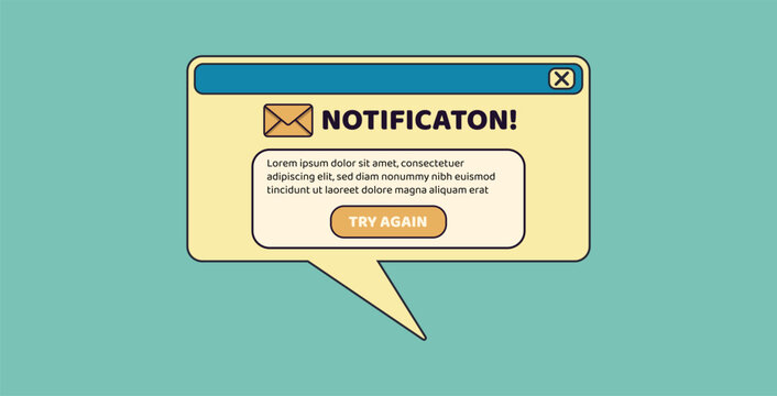 Retro Y2K ui reminder window with vintage interface design. Classic 2000s browser alert message: Error, notification, information. Nostalgic desktop vector icons and digital frame elements