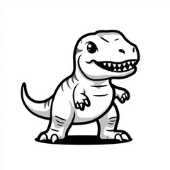 Fototapeta premium Charming Cartoon Theropod Dinosaur Mascot Character with Friendly Expression on Neutral Background