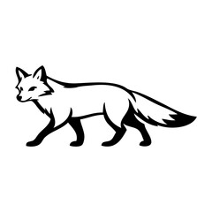 Logotipo con dibujo minimalista con líneas de un zorro andando visto de perfil  © teracreonte