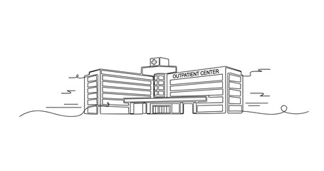 Obraz premium Outpatient center building standing on medical campus exterior. No editable stroke