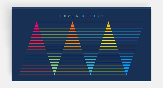 Abstract geometric pattern with bright, colorful stripes. Symmetrical design. Retro style. Parallel lines pattern. Triangle. Vector for brochure, poster, cover, presentation, advertising or packaging.