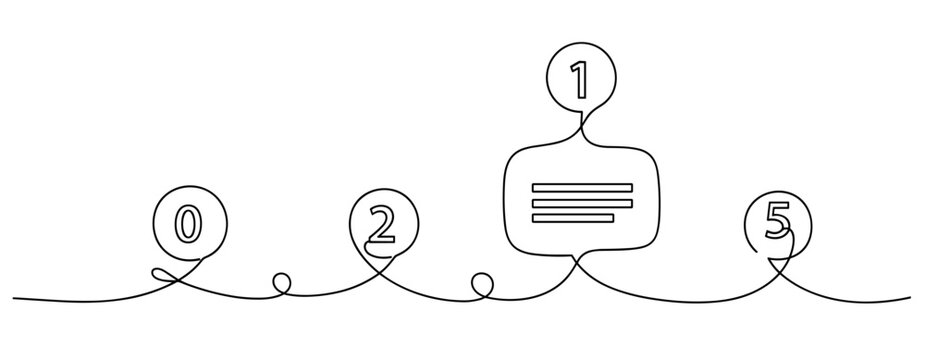 Minimalist infographic timeline with numbered steps and connecting lines. No editable stroke