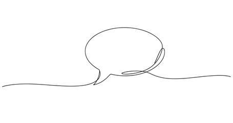 Obraz premium Minimalistic continuous line drawing of speech bubble on white background. No editable stroke