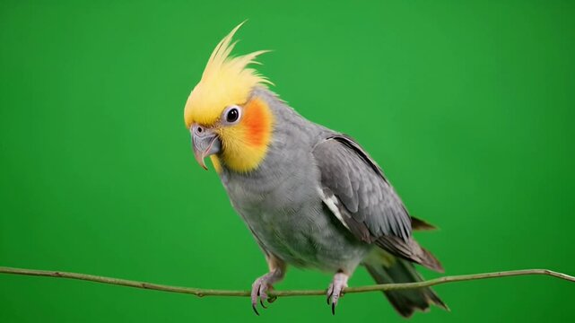 Cockatiel perched on a wire green.