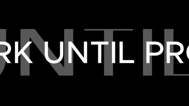 Typography design displays motivational text on a stark black background for professional inspiration.