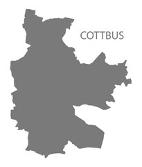 Obraz premium Cottbus city map with boroughs grey illustration silhouette shape