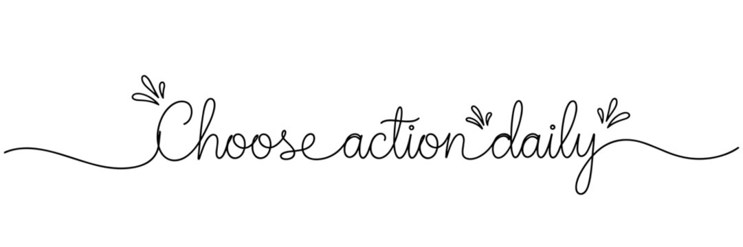 Choose action wording prompting daily choices on white banner, none editable stroke