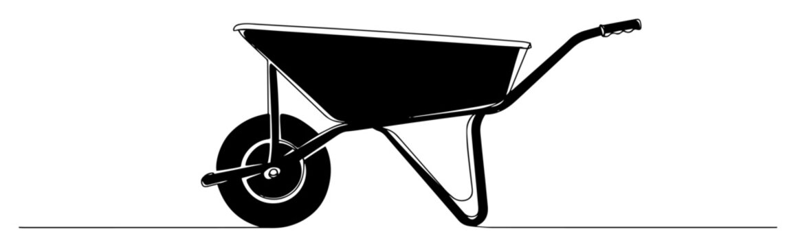 construction wheelbarrow filled silhouette vector illustration