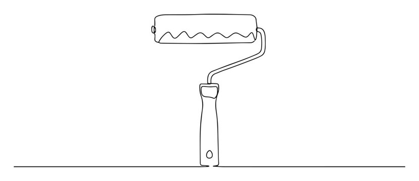 paint roller line icon vector illustration