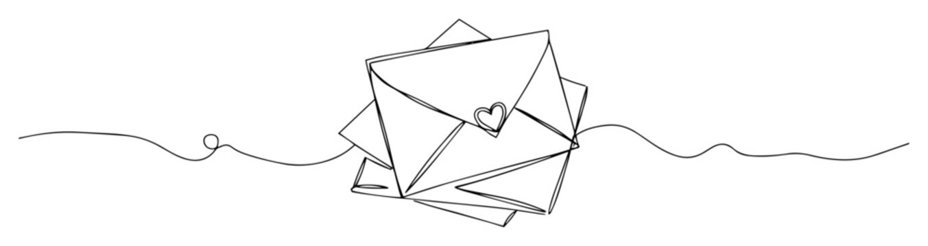 love letters envelope stack thin line style