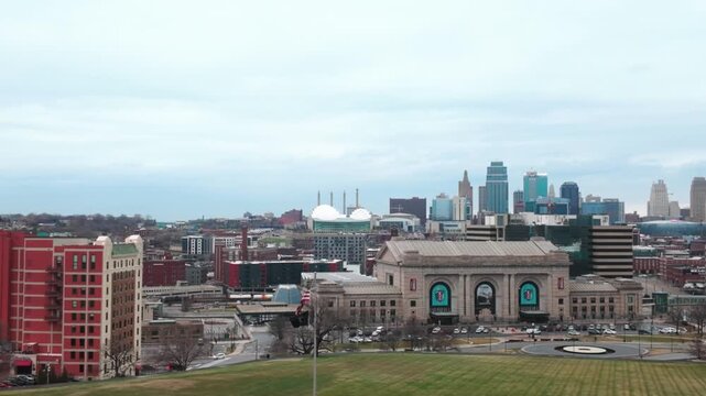 A panning shot over the iconic Kansas City skyline.