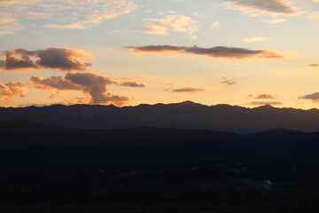 Obraz premium View of beautiful colorful sunset sky.