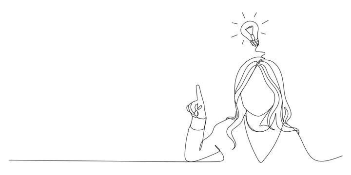 continue line illustration of a child getting an idea eps  4