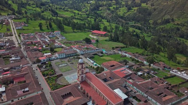 Aerial view of colonial El Cocuy, gateway to natural park, calm vibe
