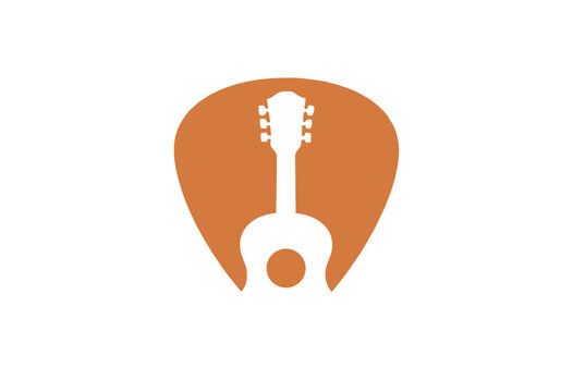 guitar music logo design concept for branding and identity.