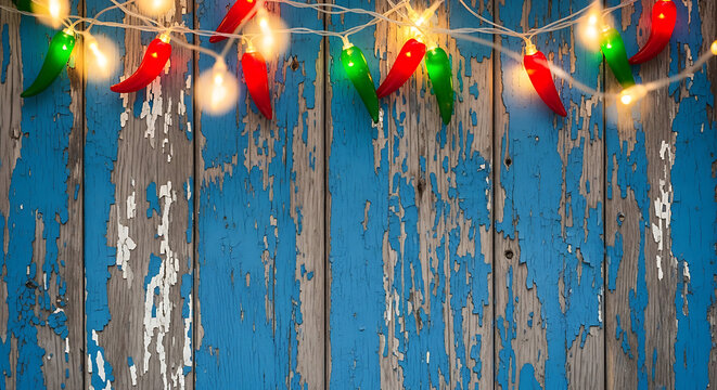 Christmas lights on a blue wooden fence with peeling paint cinco de mayo mexico 5 may festival holiday template poster banner download 2026 2027