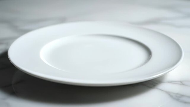 Empty White Dinner Plate on Marble Surface